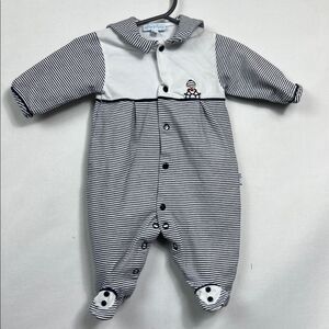 Le Top Baby Striped Baby Onesie with Bear Detail sailor collar size 3 months